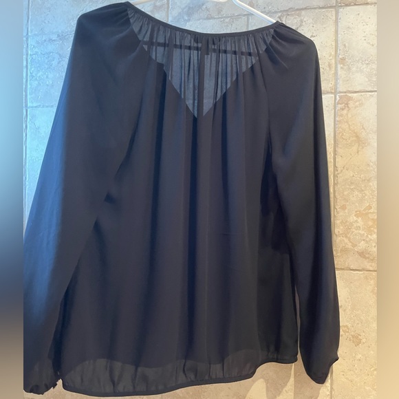 Express Navy Sheer Blouse - Picture 2 of 3